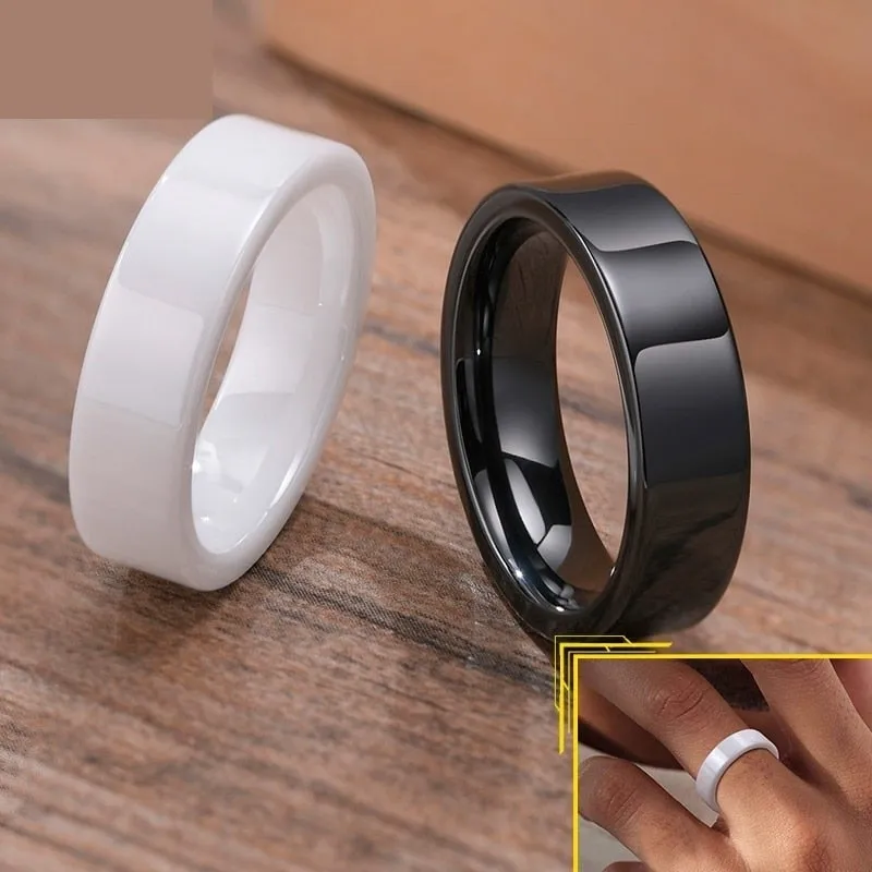 Basic Wedding Bands Simple Ceramic Rings for Men with Smooth Surface