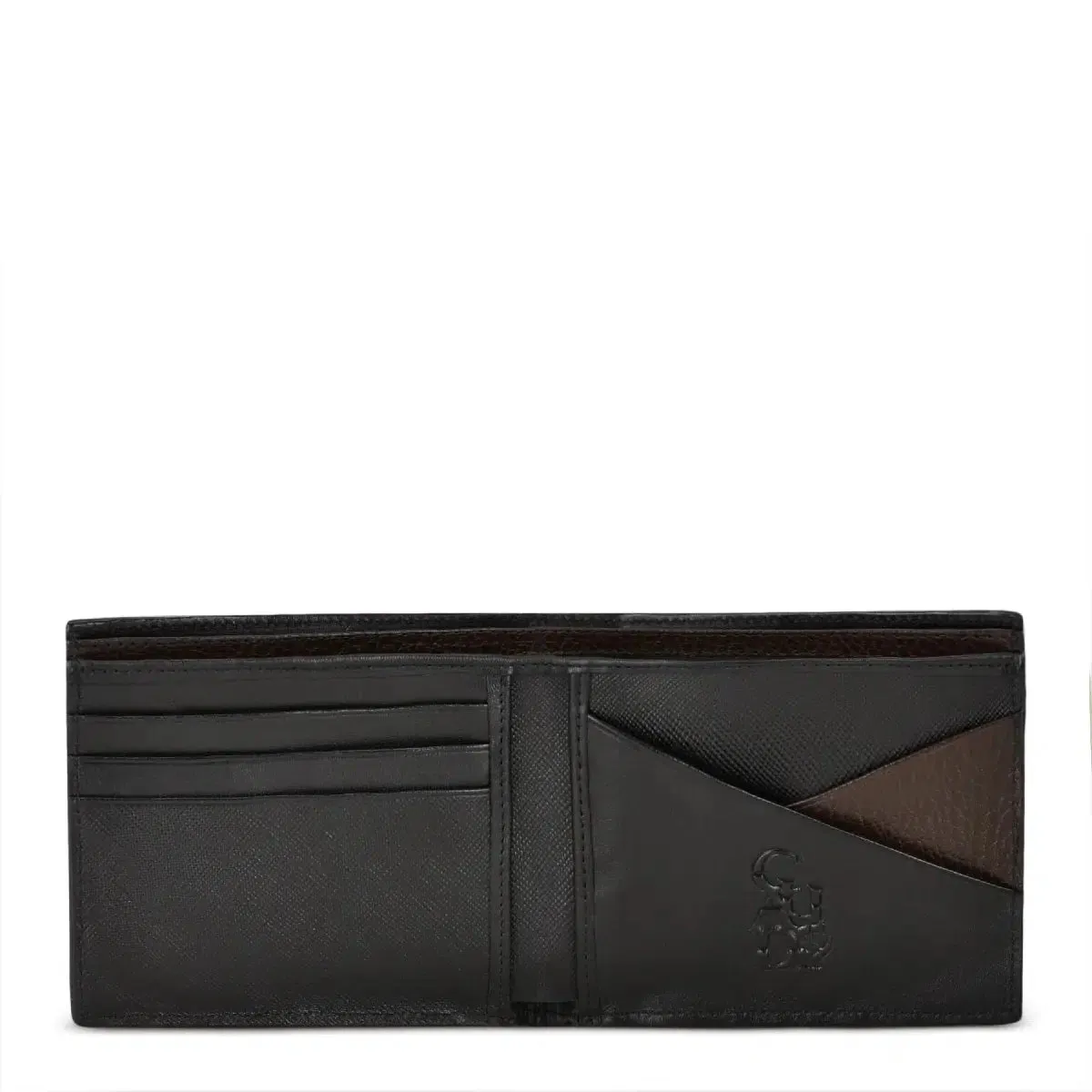 BC012MA - Cuadra black fashion stingray and deer leather bi fold wallet for men