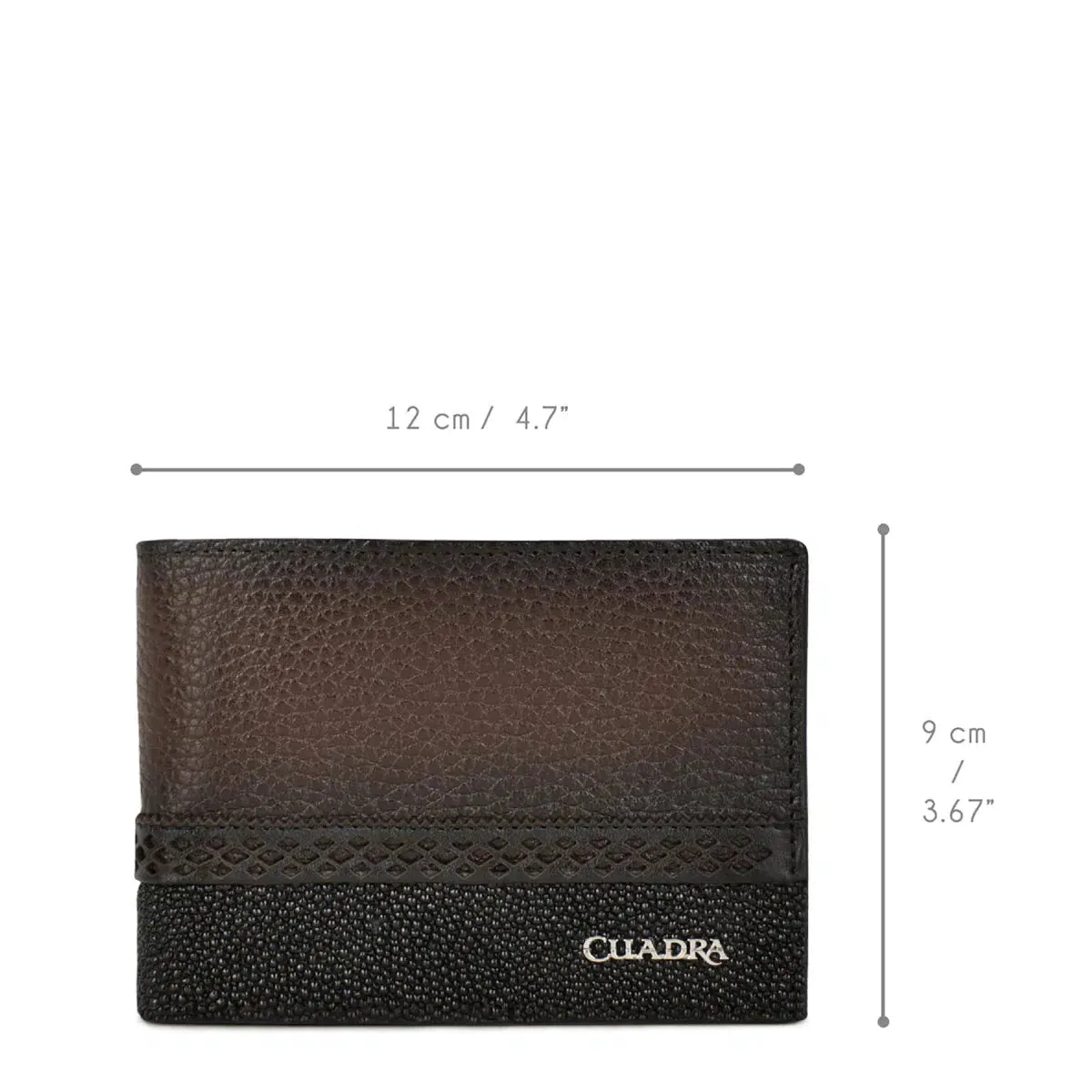 BC012MA - Cuadra black fashion stingray and deer leather bi fold wallet for men