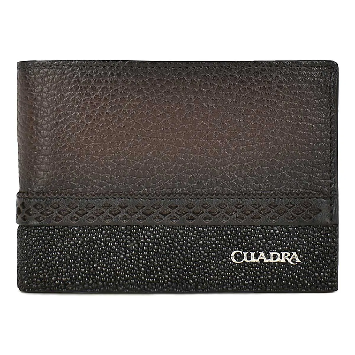 BC012MA - Cuadra black fashion stingray and deer leather bi fold wallet for men