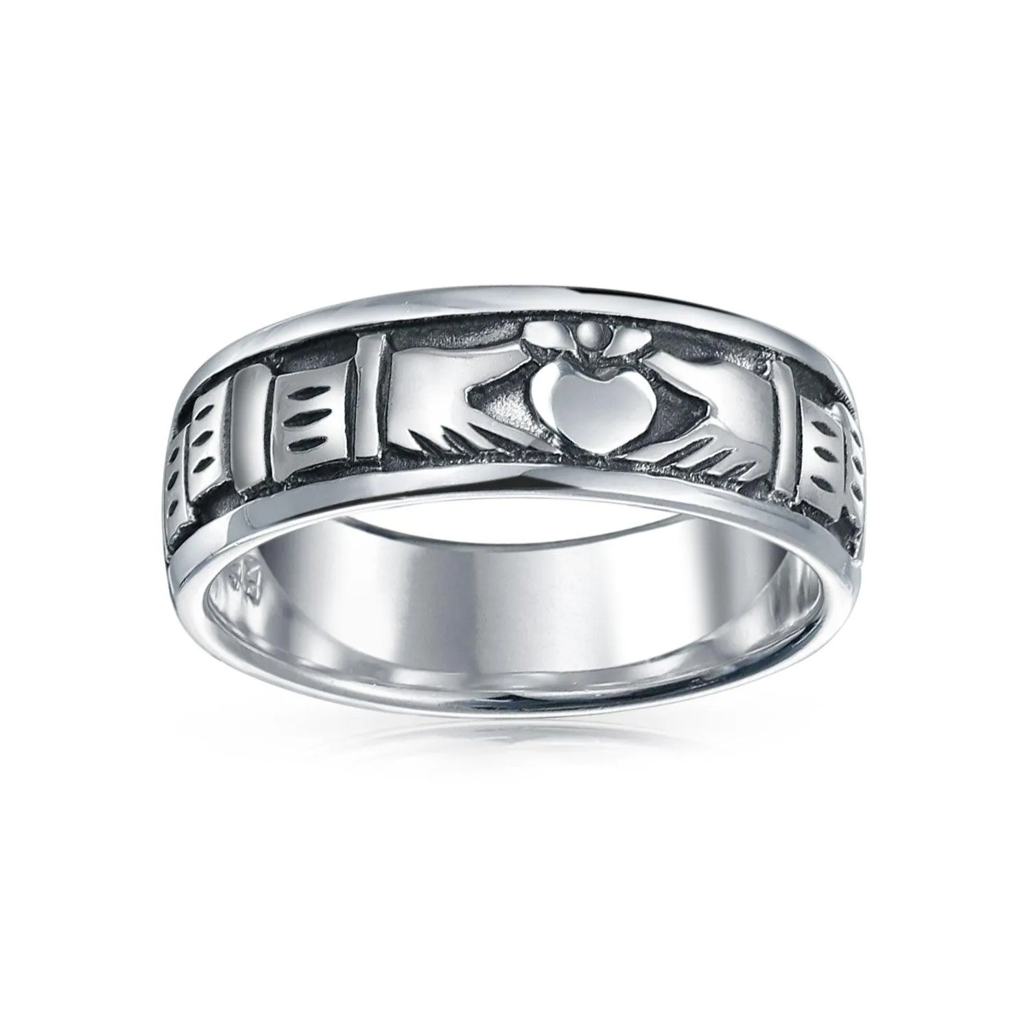 BFF Celtic Irish Couples Claddagh Wedding Band Ring Sterling Silver