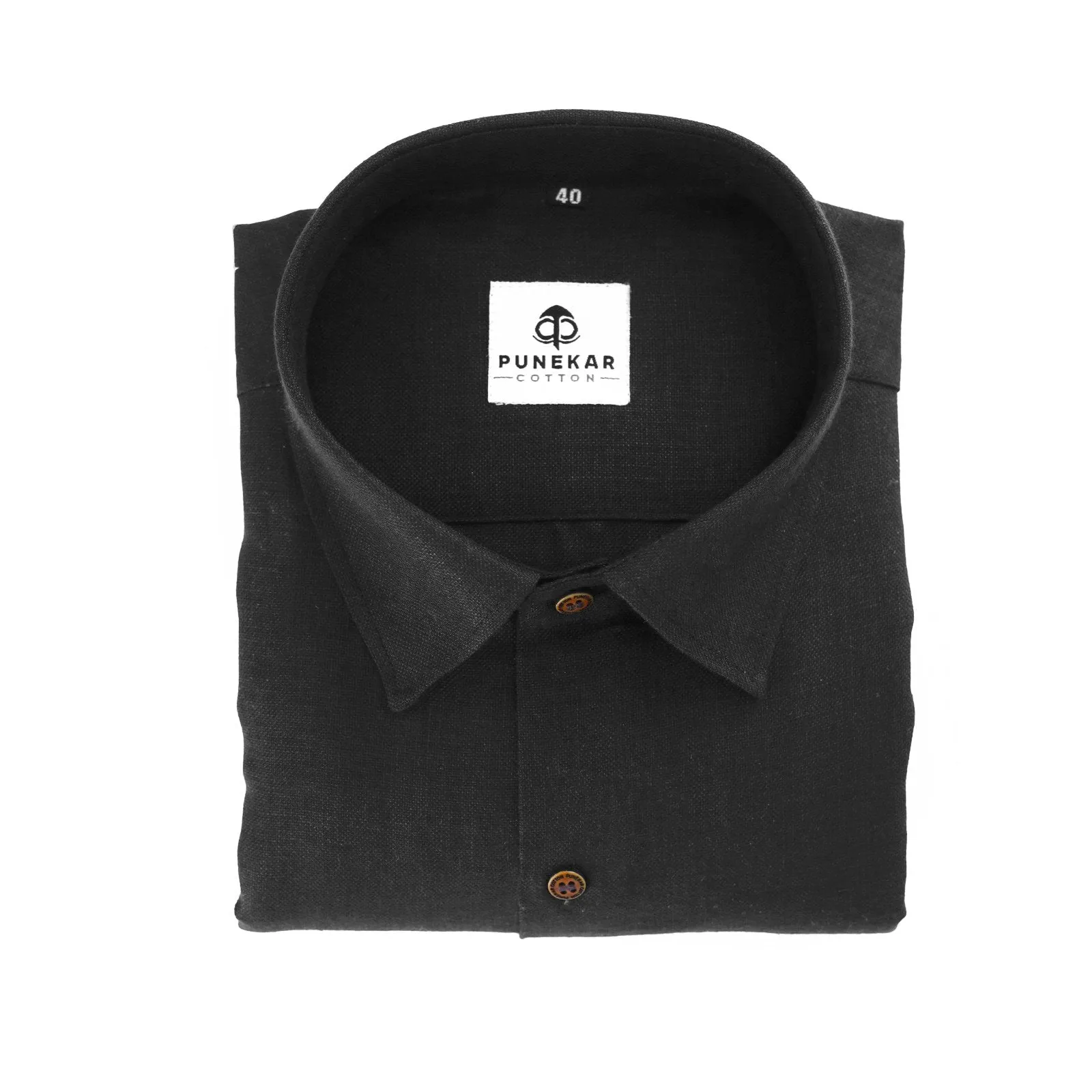 Black Color Blended Linen Shirt For Men's