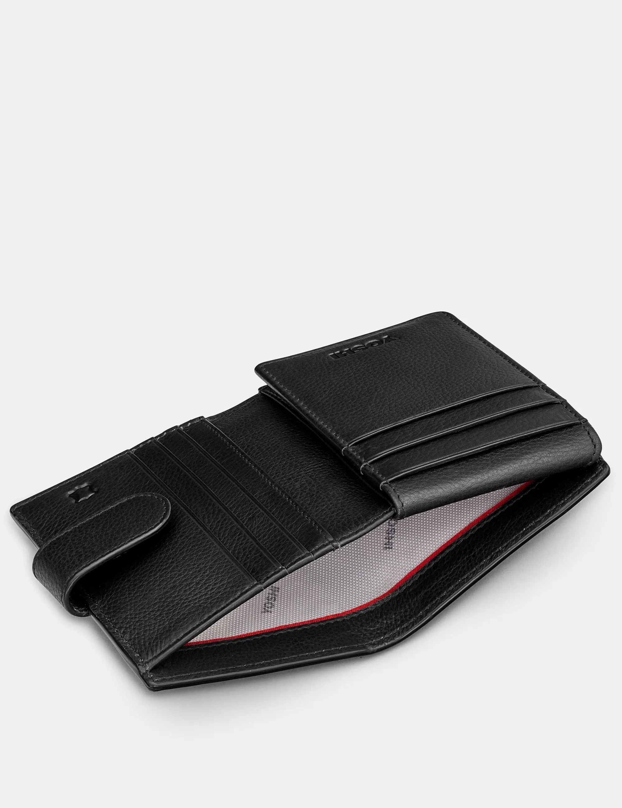 Black Leather Card Holder Wallet With Tab