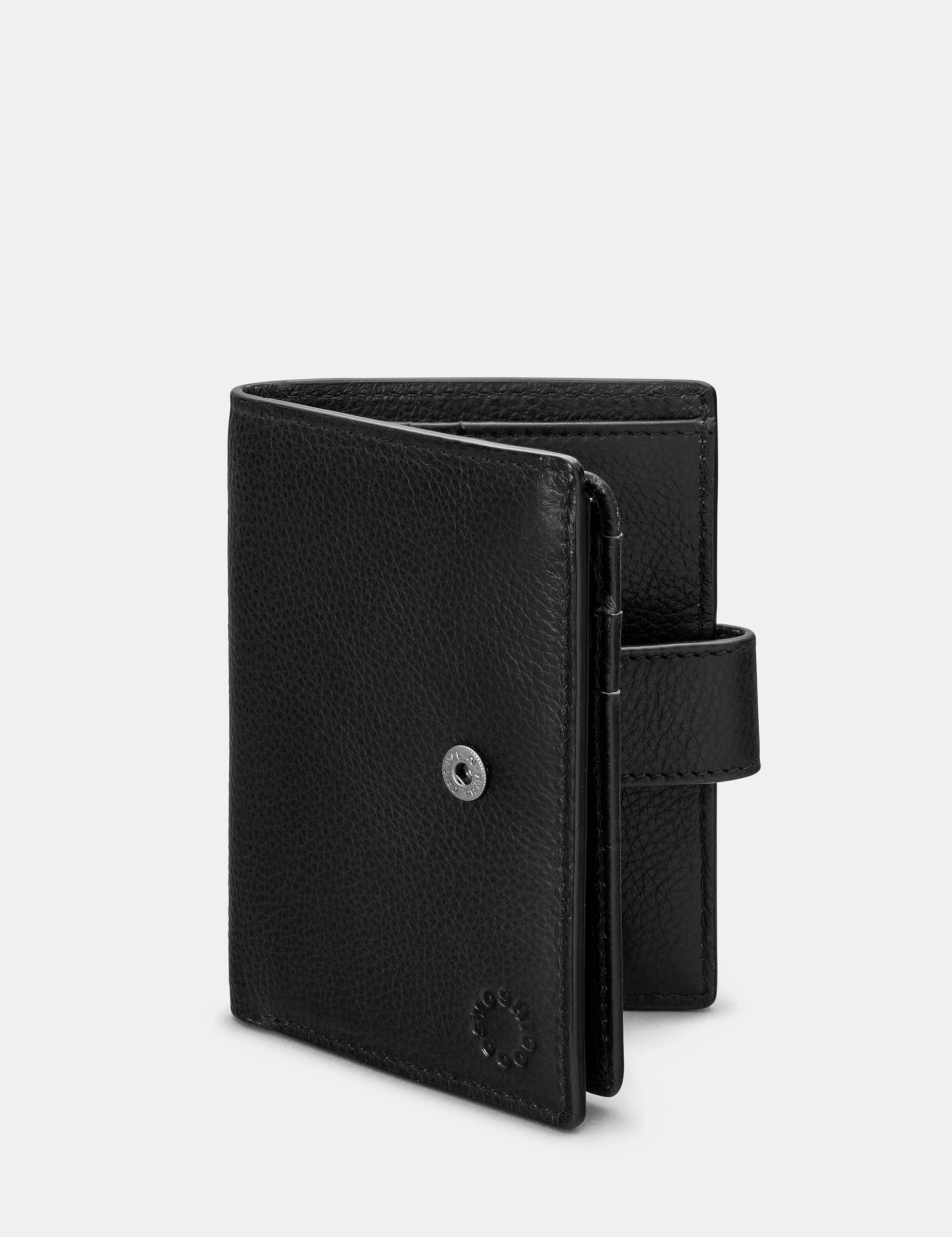 Black Leather Card Holder Wallet With Tab