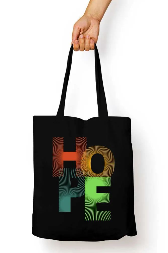 Black Tote Bag with Zipper ( HOPE )