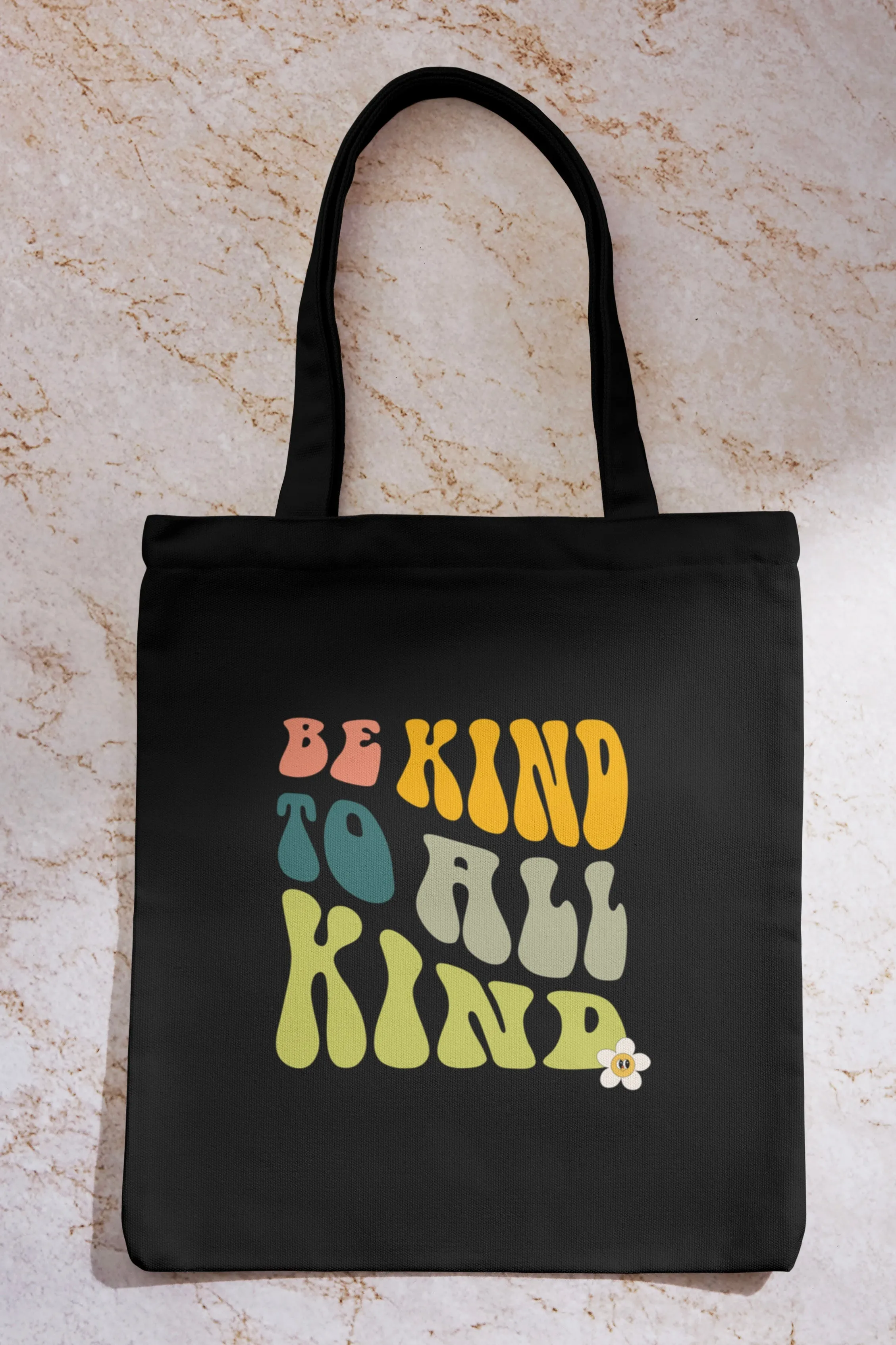 Black/White Be Kind To All Kind Tote Bag with Zipper