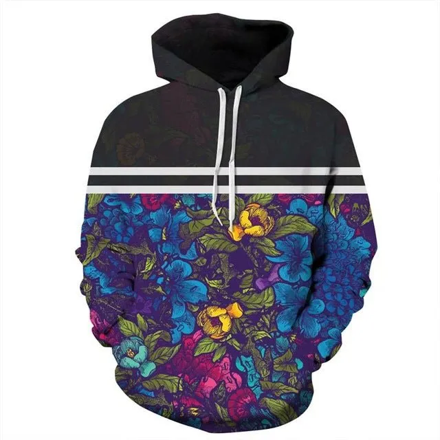 Blue Flower Green Leaf 3D Sweatshirts