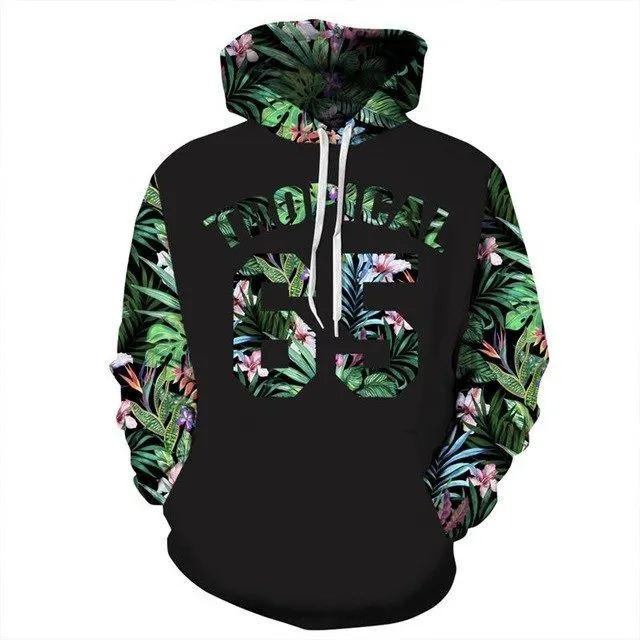 Blue Flower Green Leaf 3D Sweatshirts