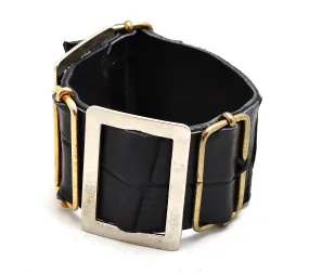 Bracelet | black croc | Belt buckle cuff