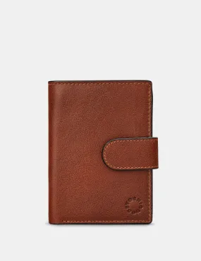 Brown Leather Card Holder Wallet With Tab