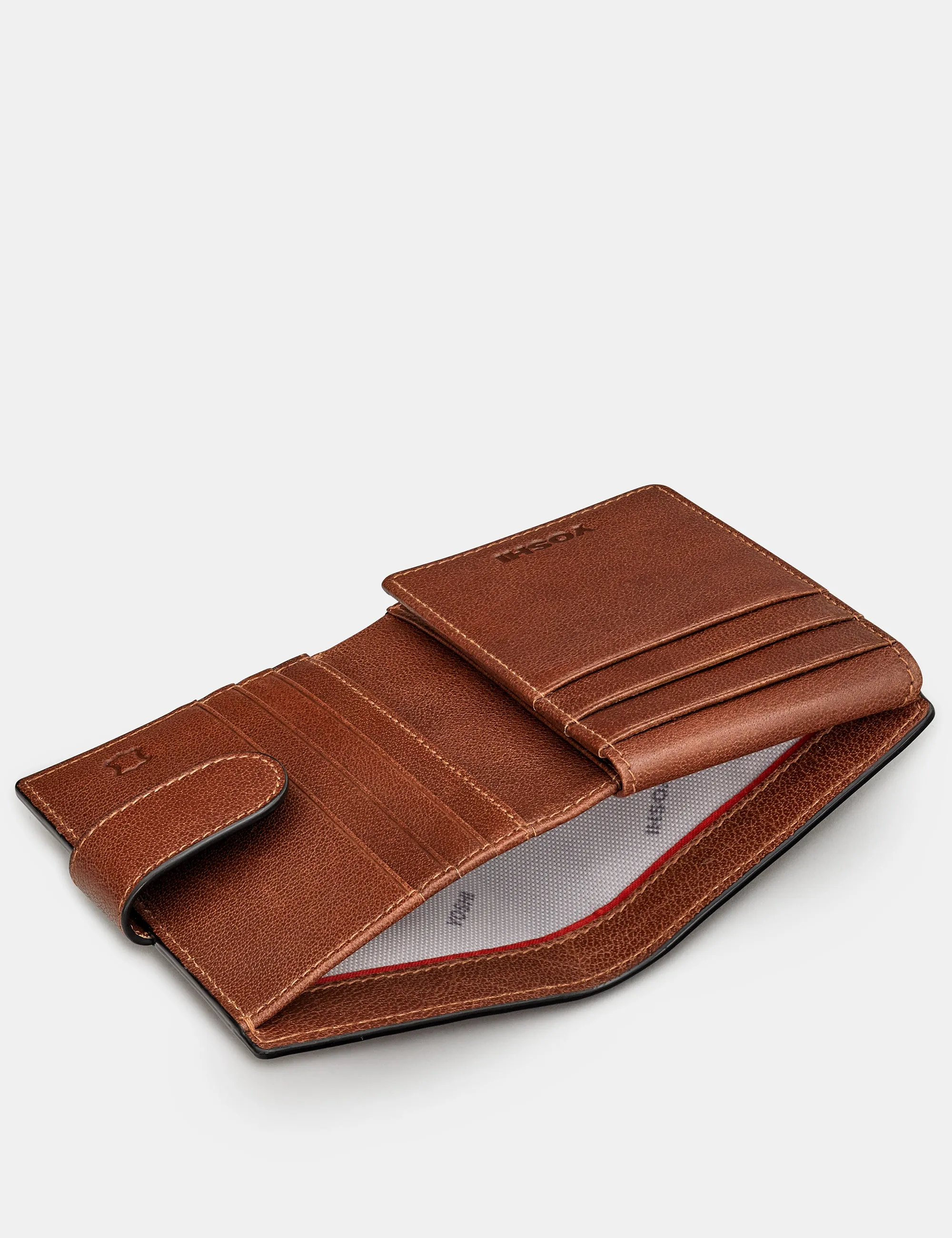 Brown Leather Card Holder Wallet With Tab