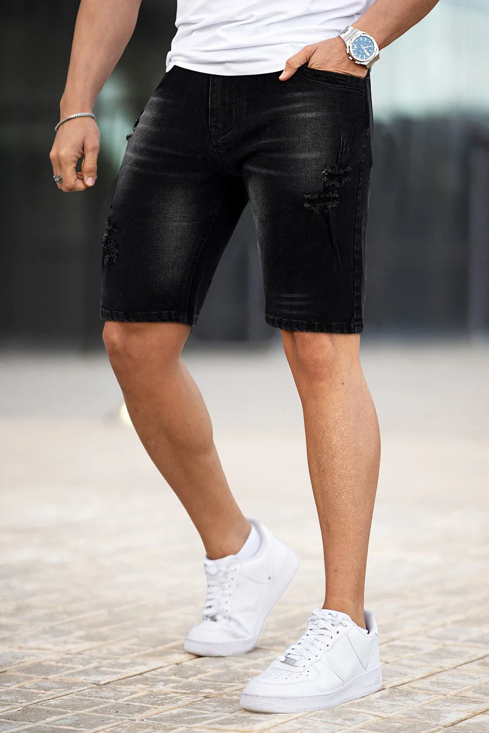 Buy $80 Free Shipping Men's Black Jean Short - Flexibility (Presale)