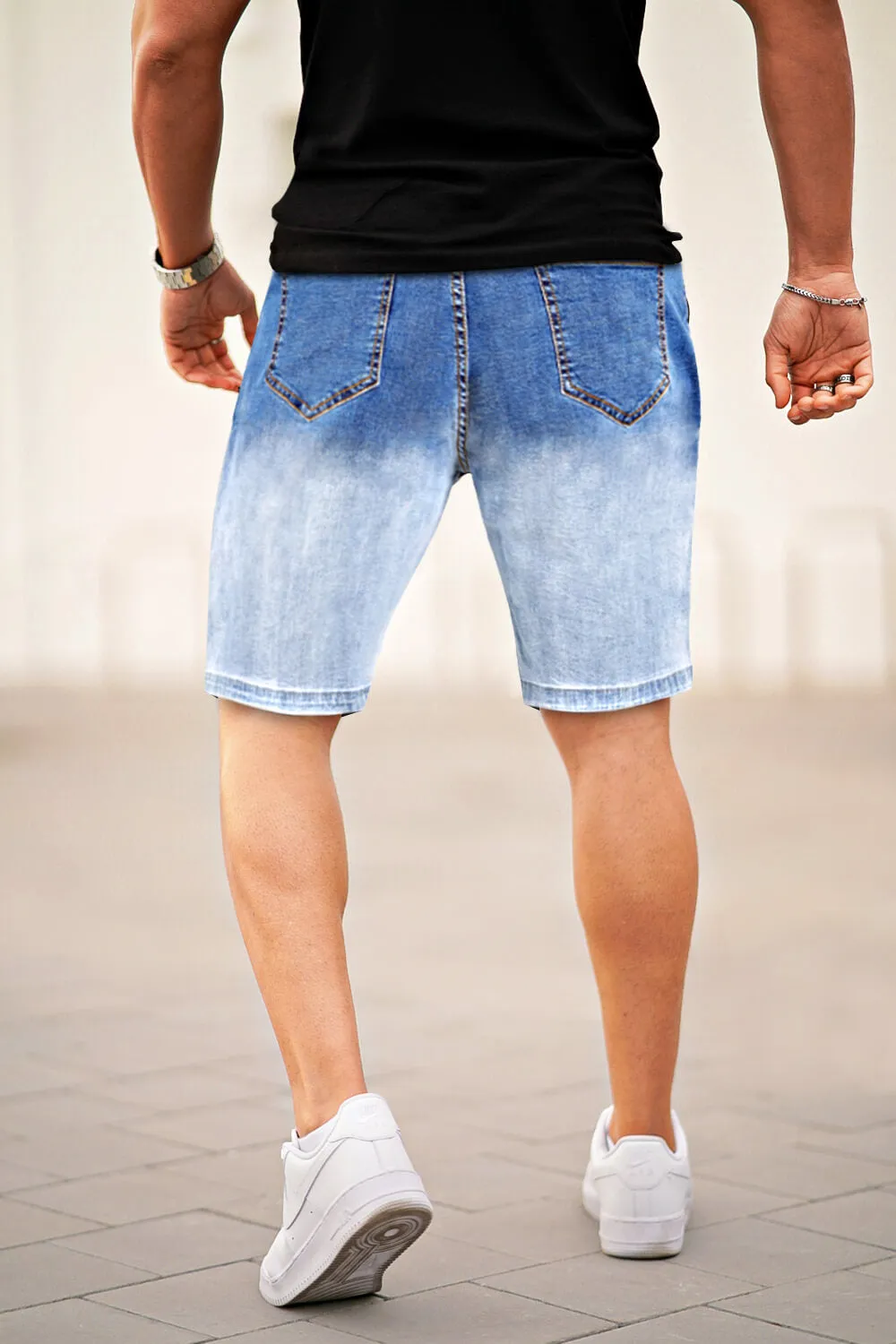 Buy $80 Free Shipping Men's Denim Short - Gradient Color