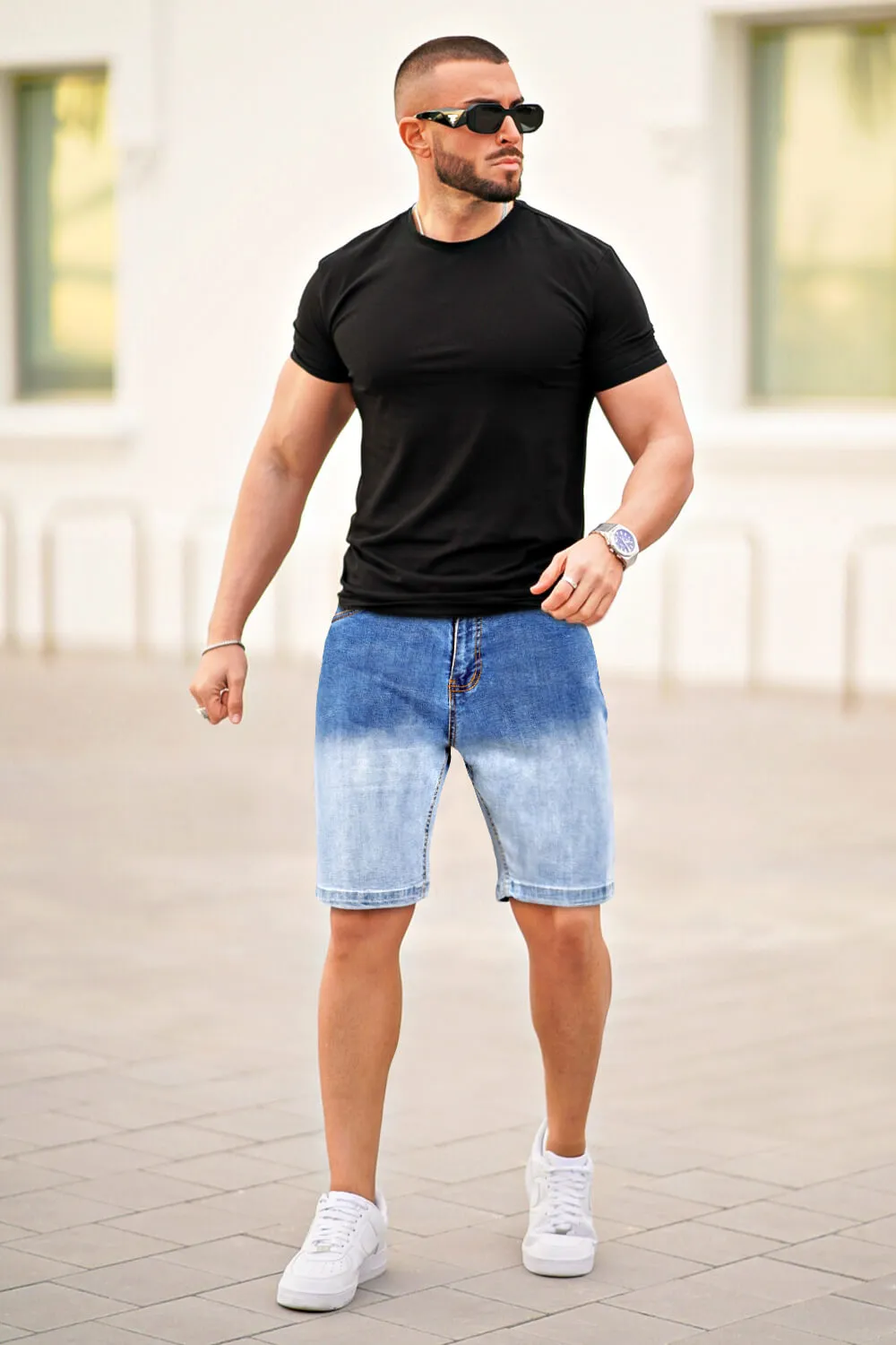 Buy $80 Free Shipping Men's Denim Short - Gradient Color