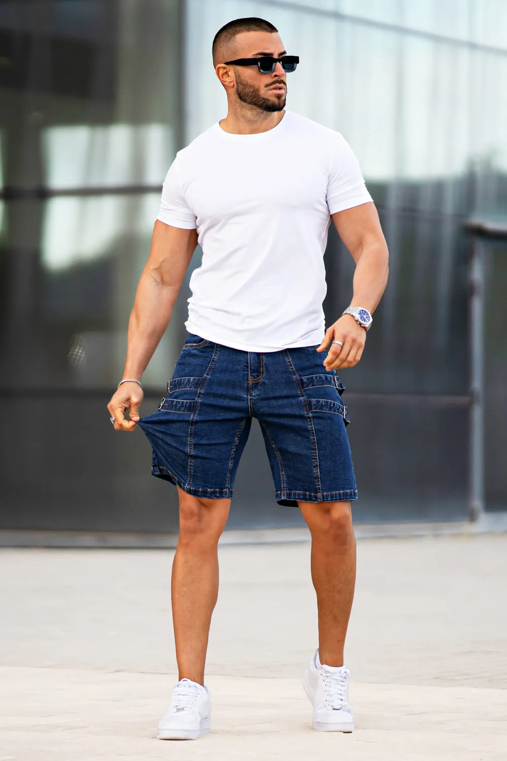 Buy $80 Free Shipping Men's Stretch Denim Short - Dark Blue