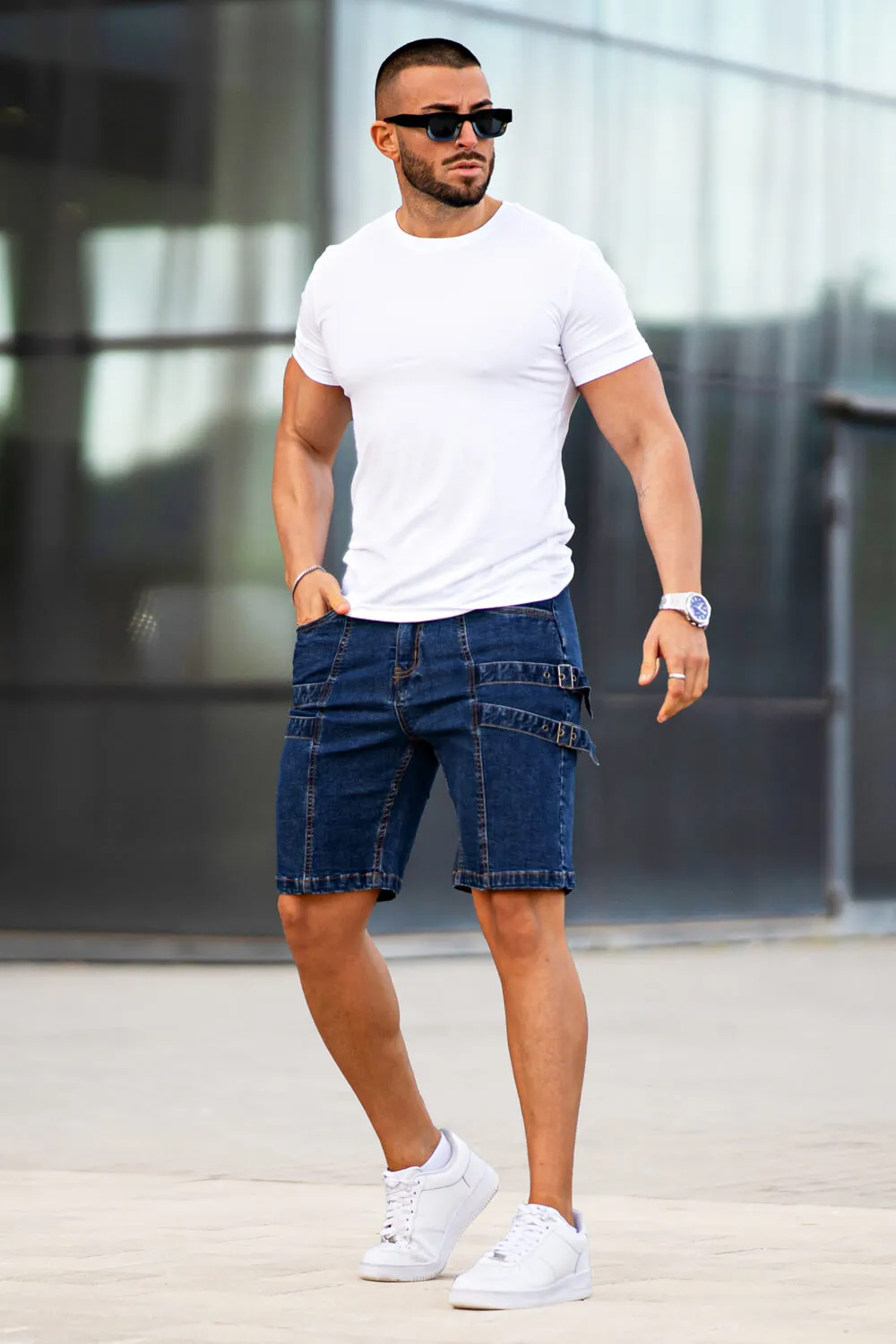 Buy $80 Free Shipping Men's Stretch Denim Short - Dark Blue