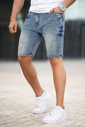 Buy $80 Free Shipping Men's Stretch Denim Short - Ripped And Blue (Presale)