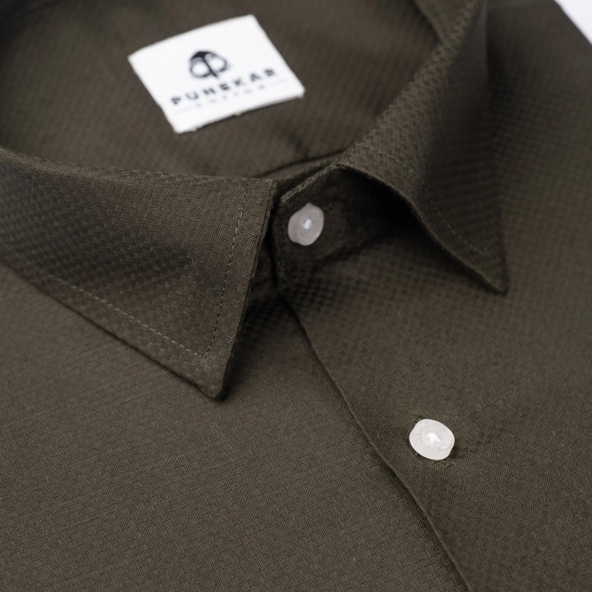 Carbon Color Dobby Cotton Shirt For Men