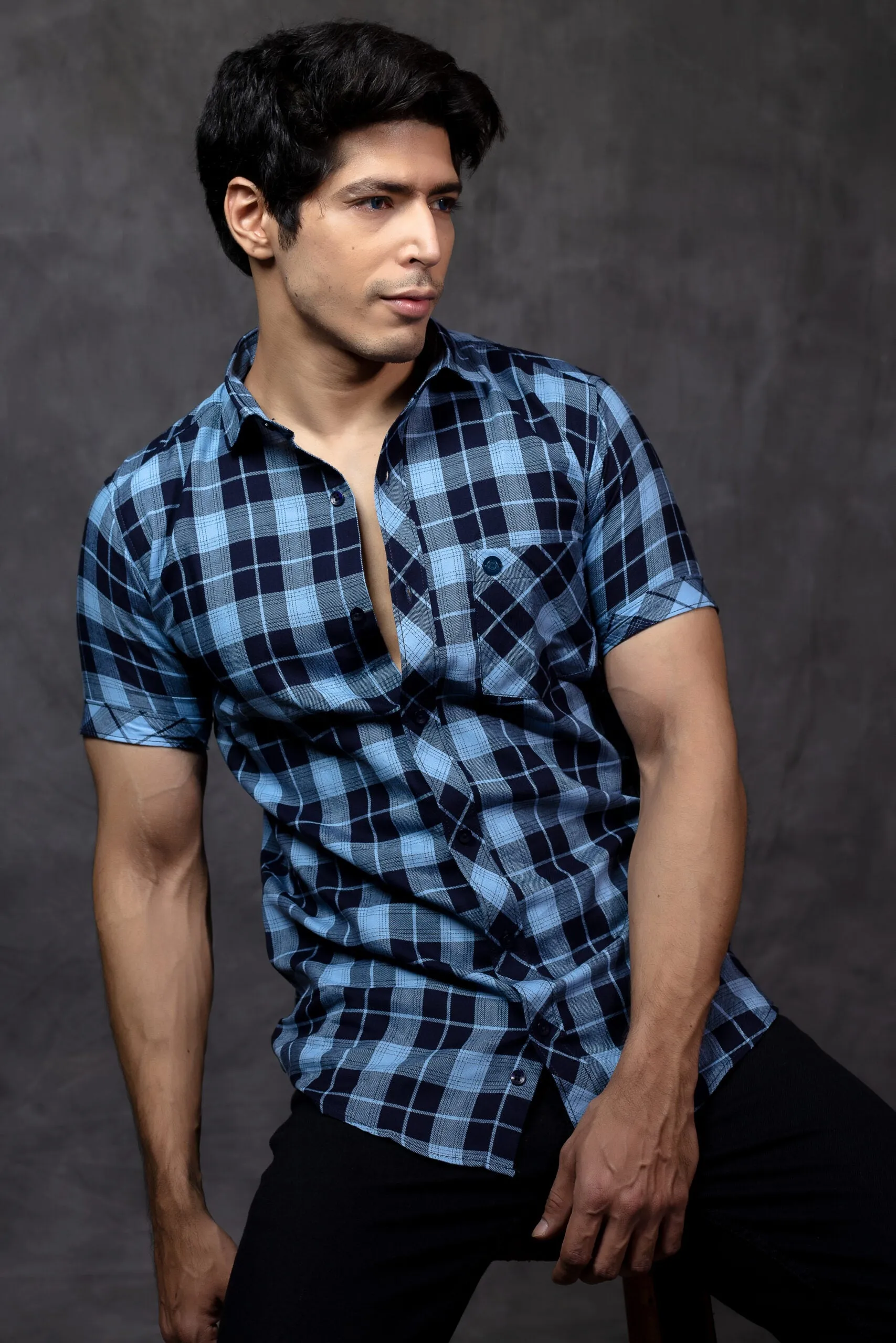 Check Shirt for Men - Blue Check Shirt Mens - Buy Now