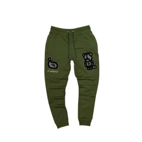 Mens Comfortable Civilized Jogger Pants in Olive Green