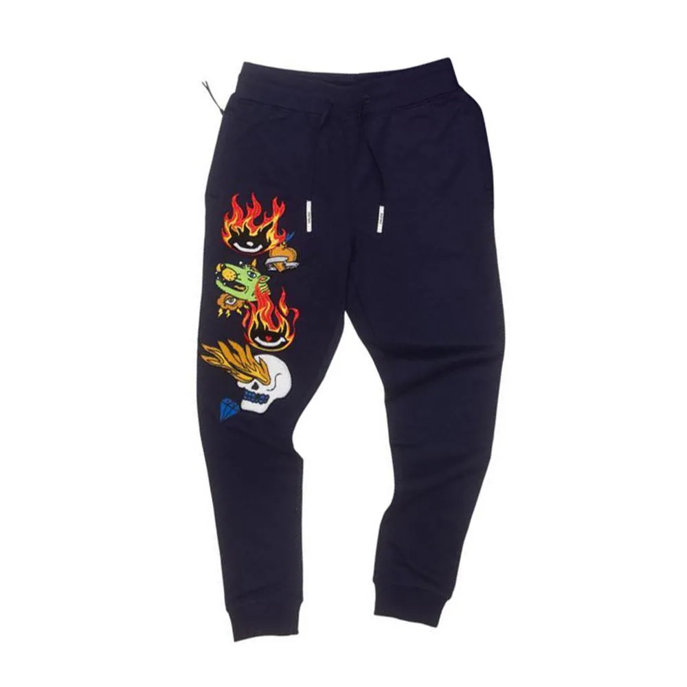 Mens Navy Fire Eyes Jogger Pants - Stylish & Comfortable Activewear