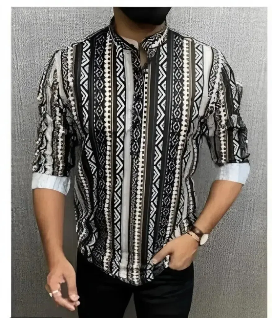 Classic Cotton Printed Short Kurtas for Men