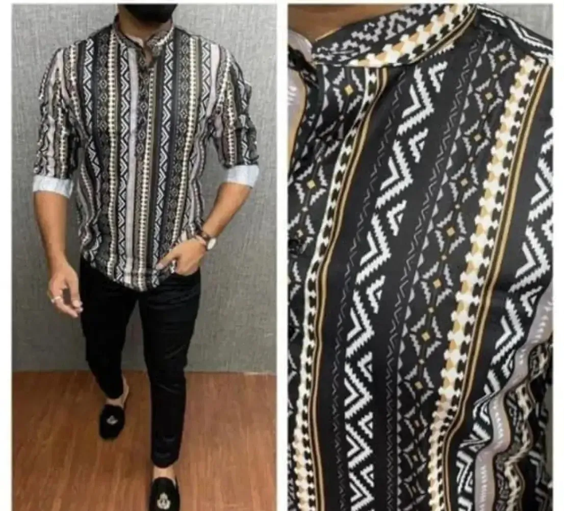 Classic Cotton Printed Short Kurtas for Men