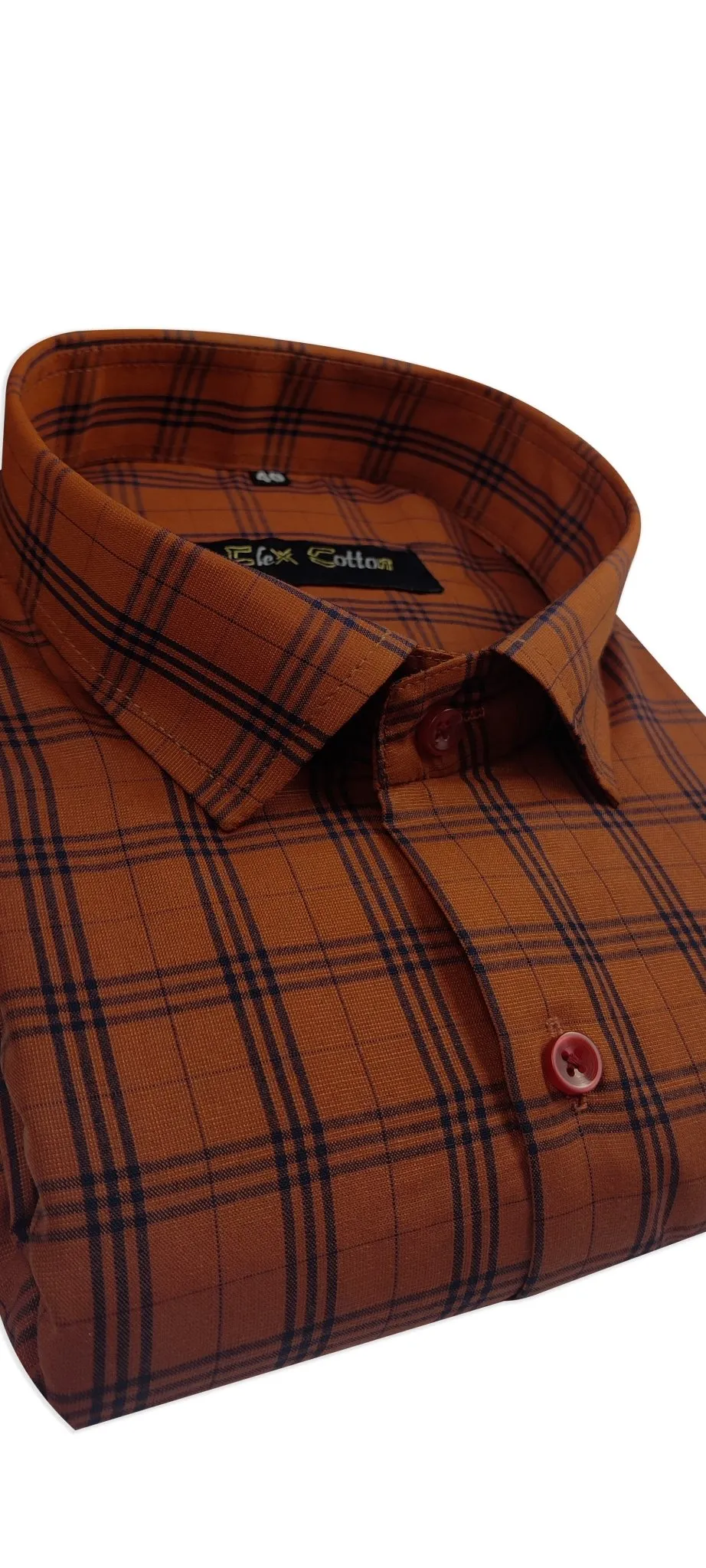 Copper-Purple Color Poly Cotton Casual Checked Shirt For Men