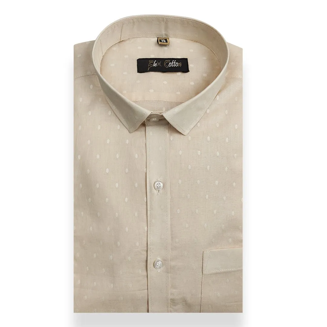 Cream Color 100% Cotton Lawn Finish Shirt For Men