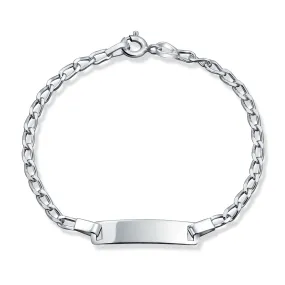 Dainty Virgin Mary ID Bracelet Figaro or Curb Chain Sterling Silver Wrist 6,7"