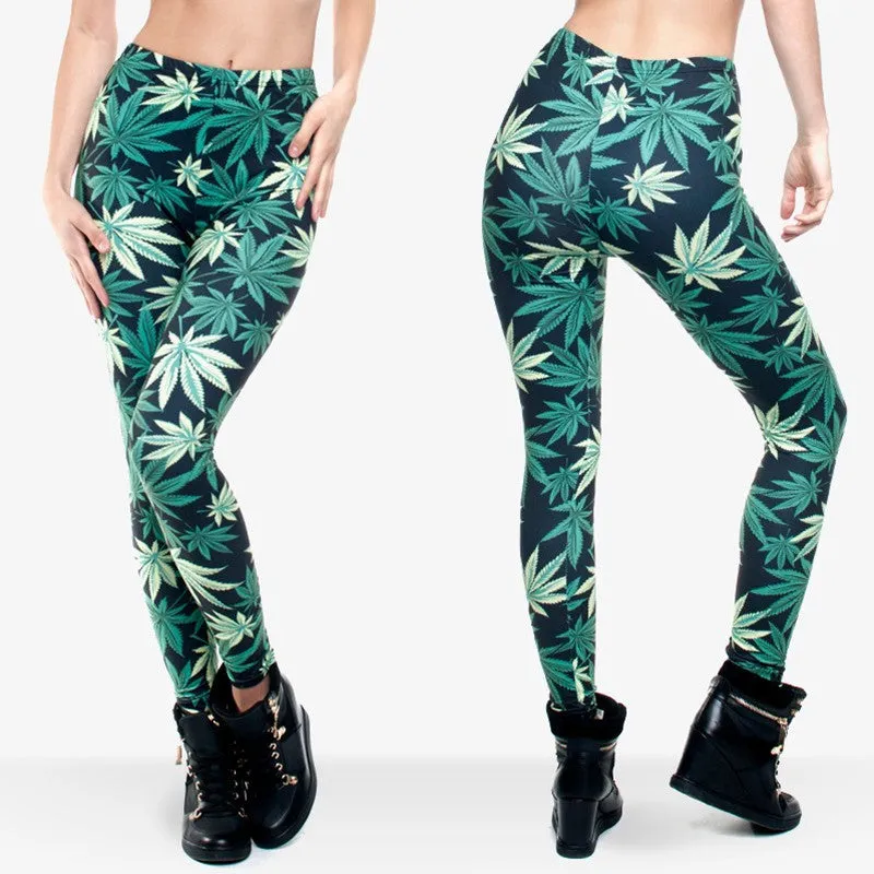 Dank Master Green Weed Leaf Leggings