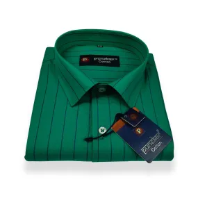 Dark Green Color Lining Cotton Shirt For Men