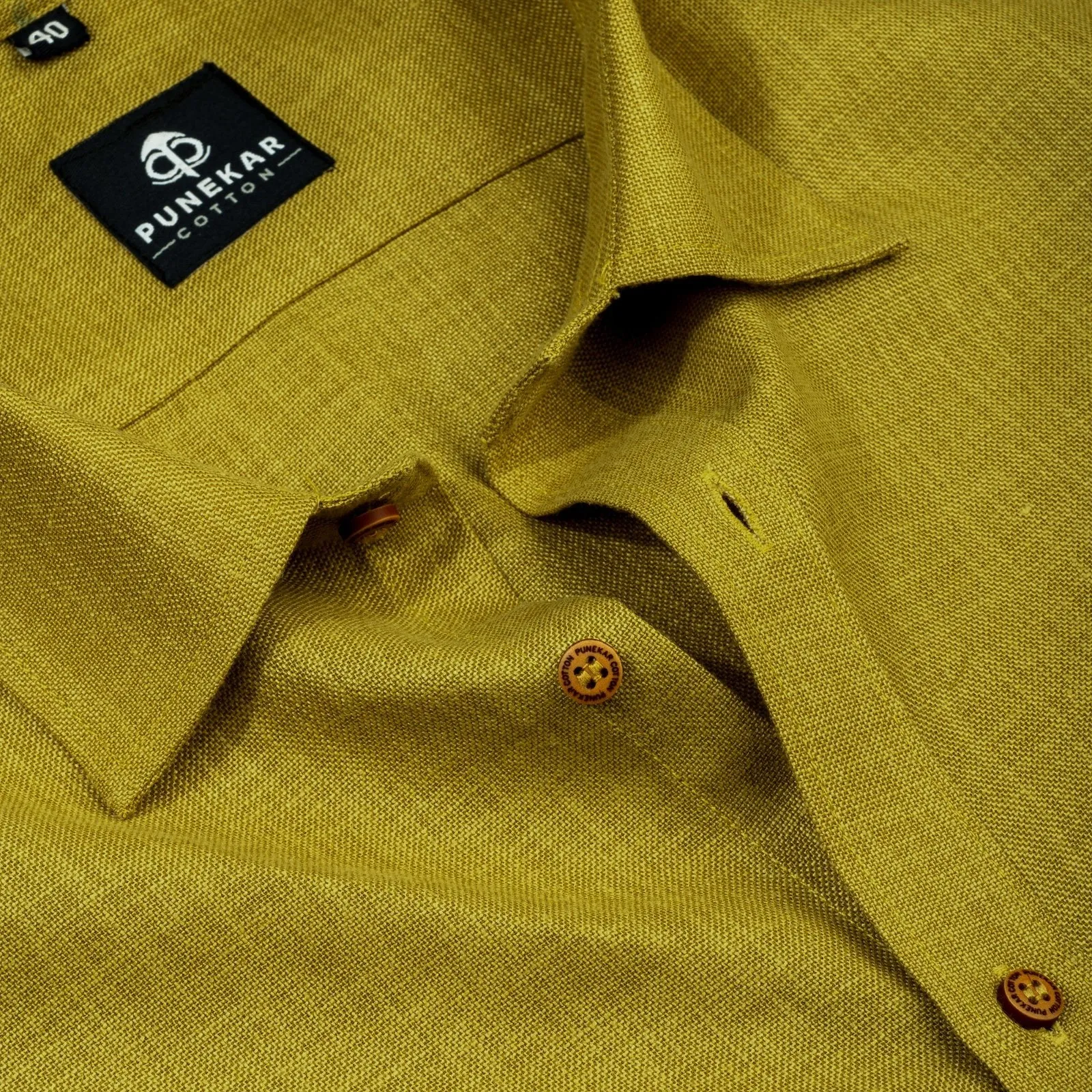 Dark Yellow Color Blended Linen Shirt For Men's