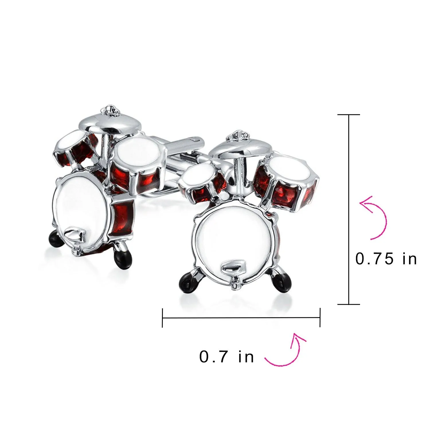 Drummer Musician Drum Set Shirt Cufflinks Brown Silver Tone Steel