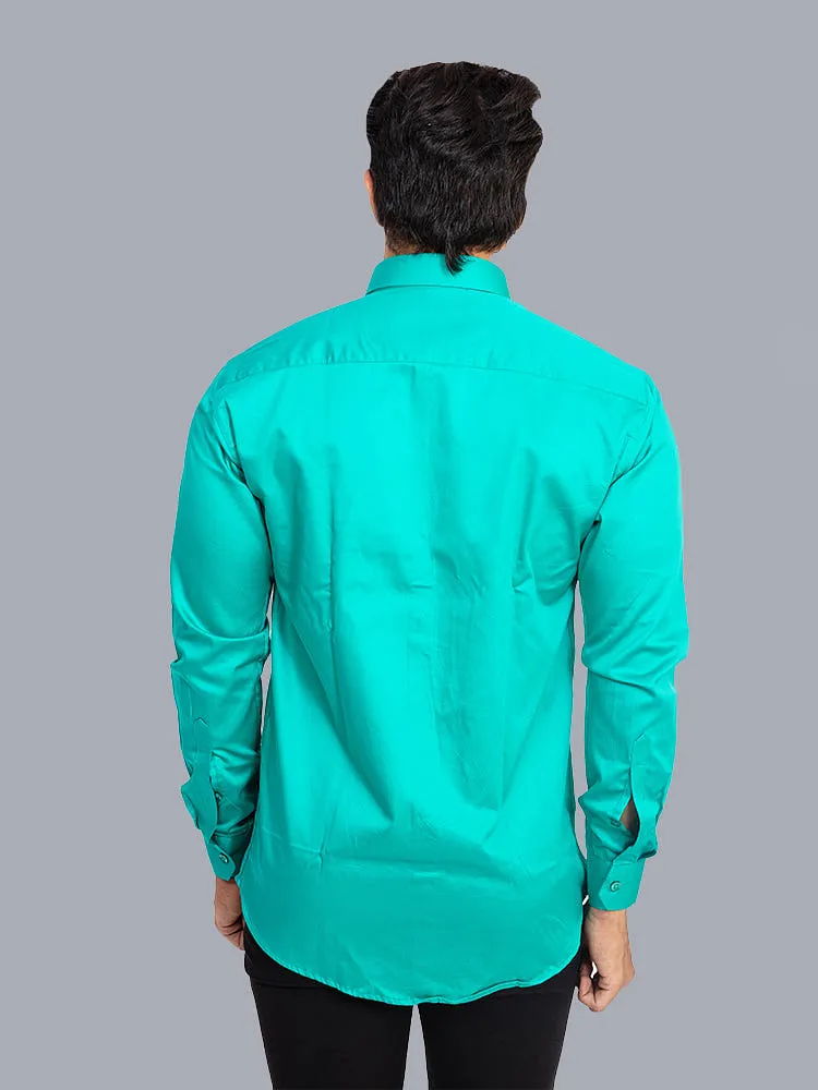 Formal Shirts for Men - Turquoise Solid Giza Formal Men Shirt