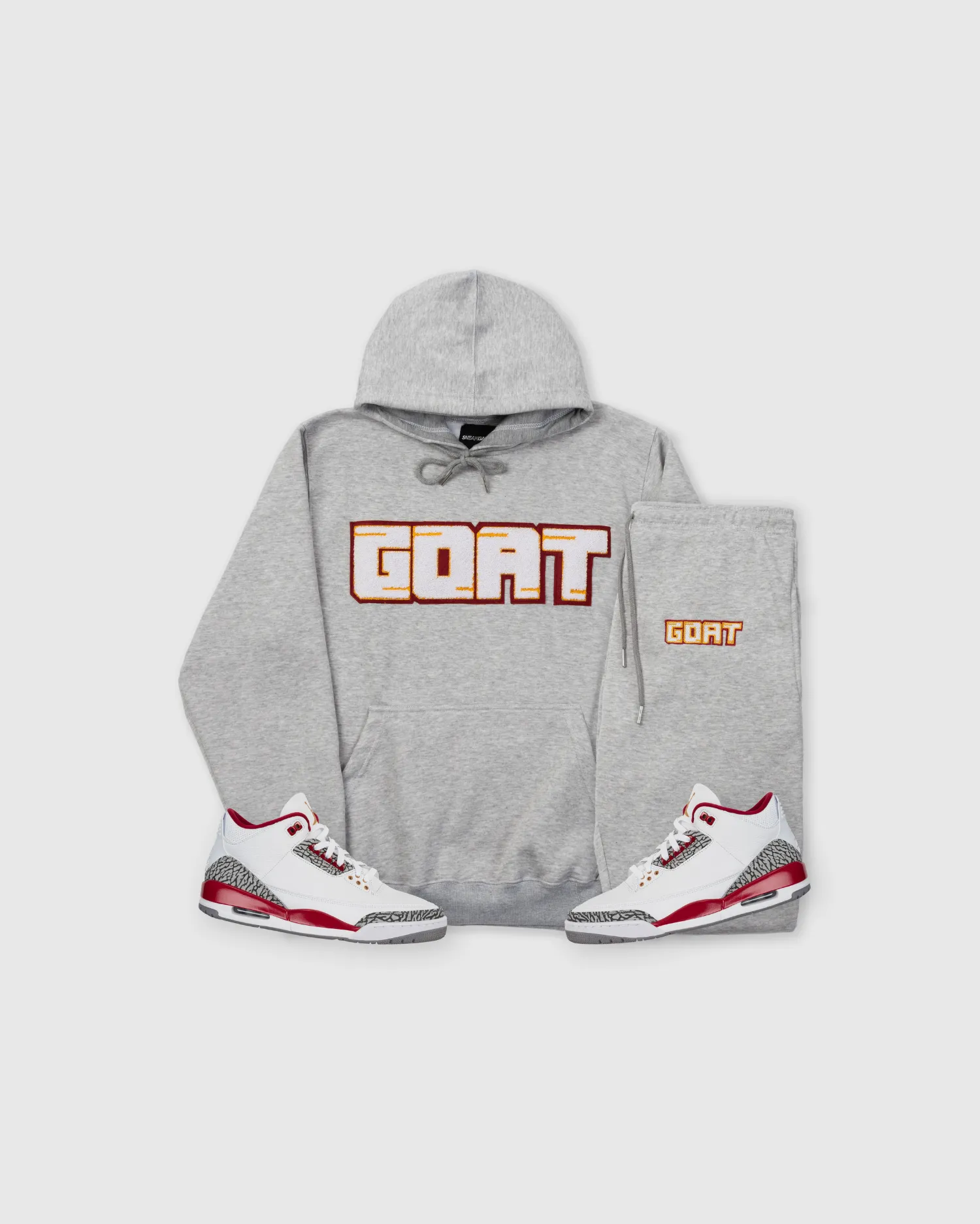 GOAT Classic Chenille Sweatsuit (Grey/Cardinal Red)