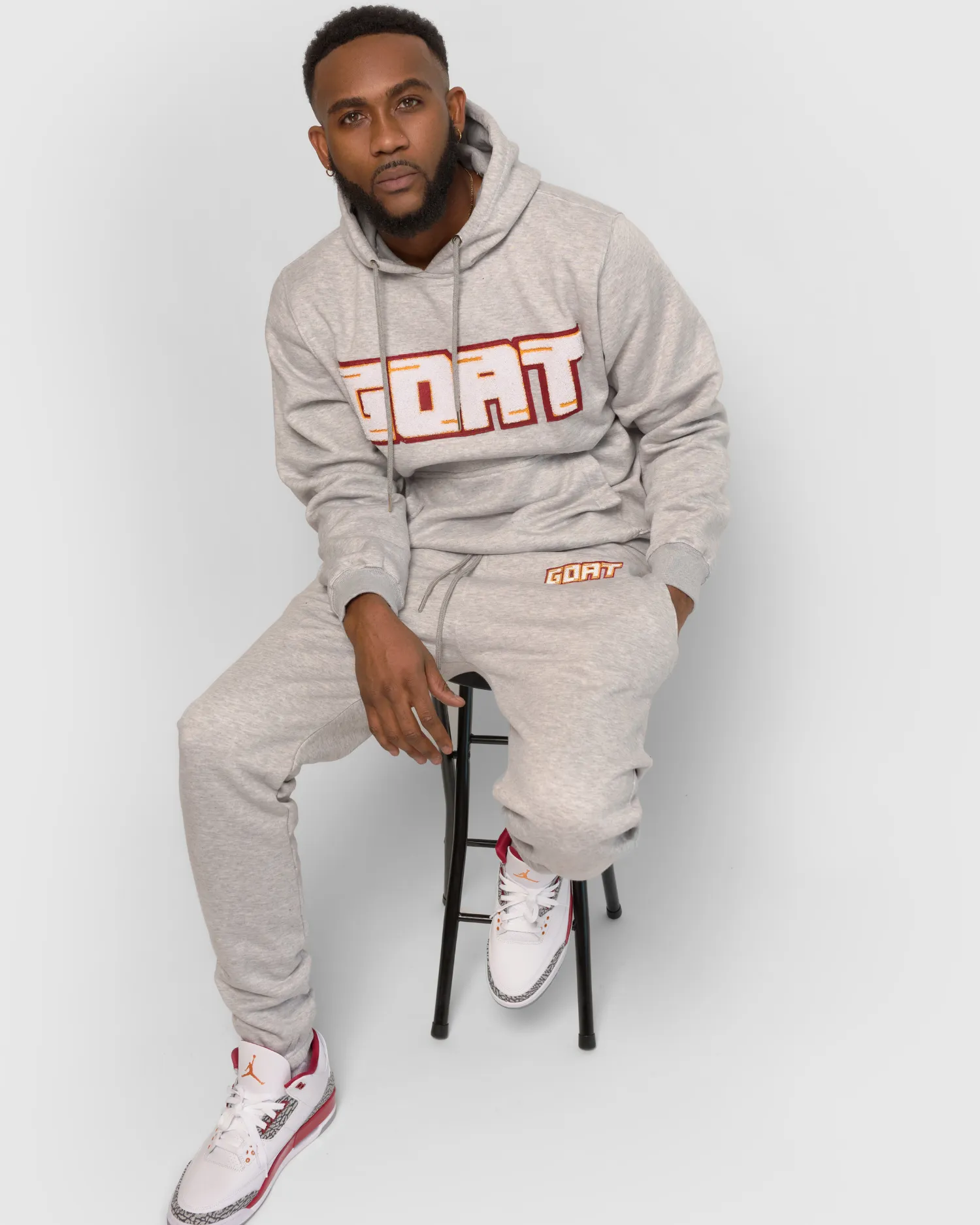 GOAT Classic Chenille Sweatsuit (Grey/Cardinal Red)