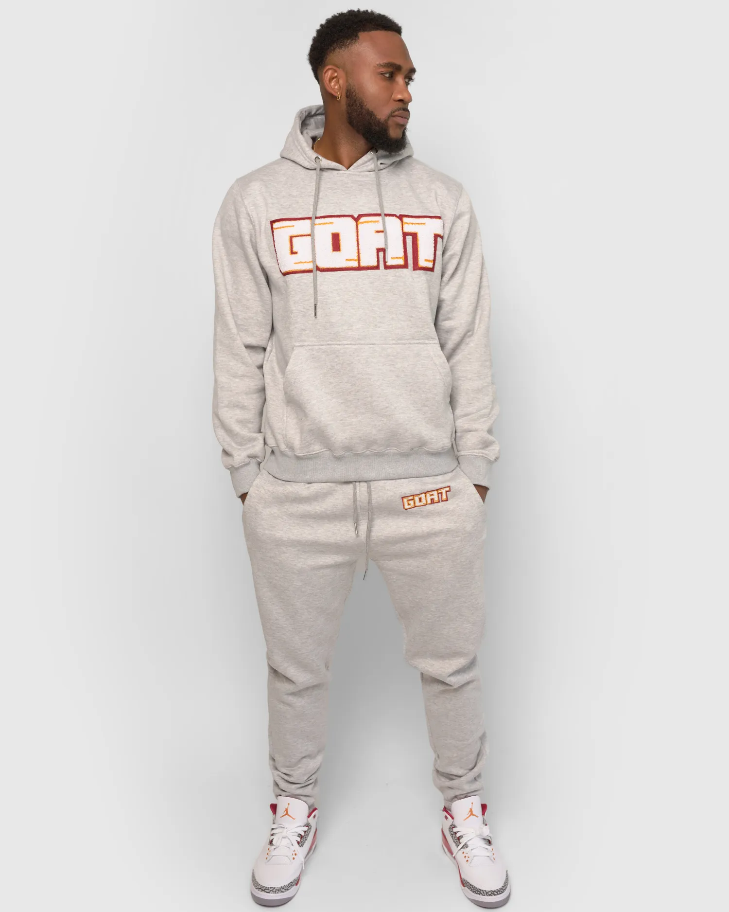 GOAT Classic Chenille Sweatsuit (Grey/Cardinal Red)