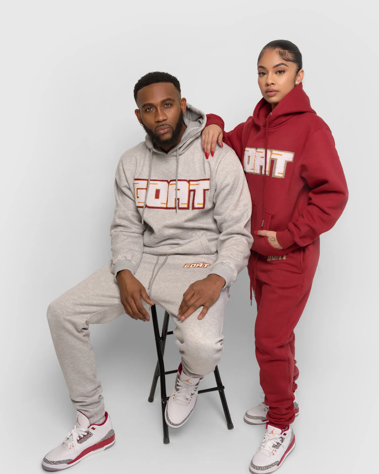 GOAT Classic Chenille Sweatsuit (Grey/Cardinal Red)