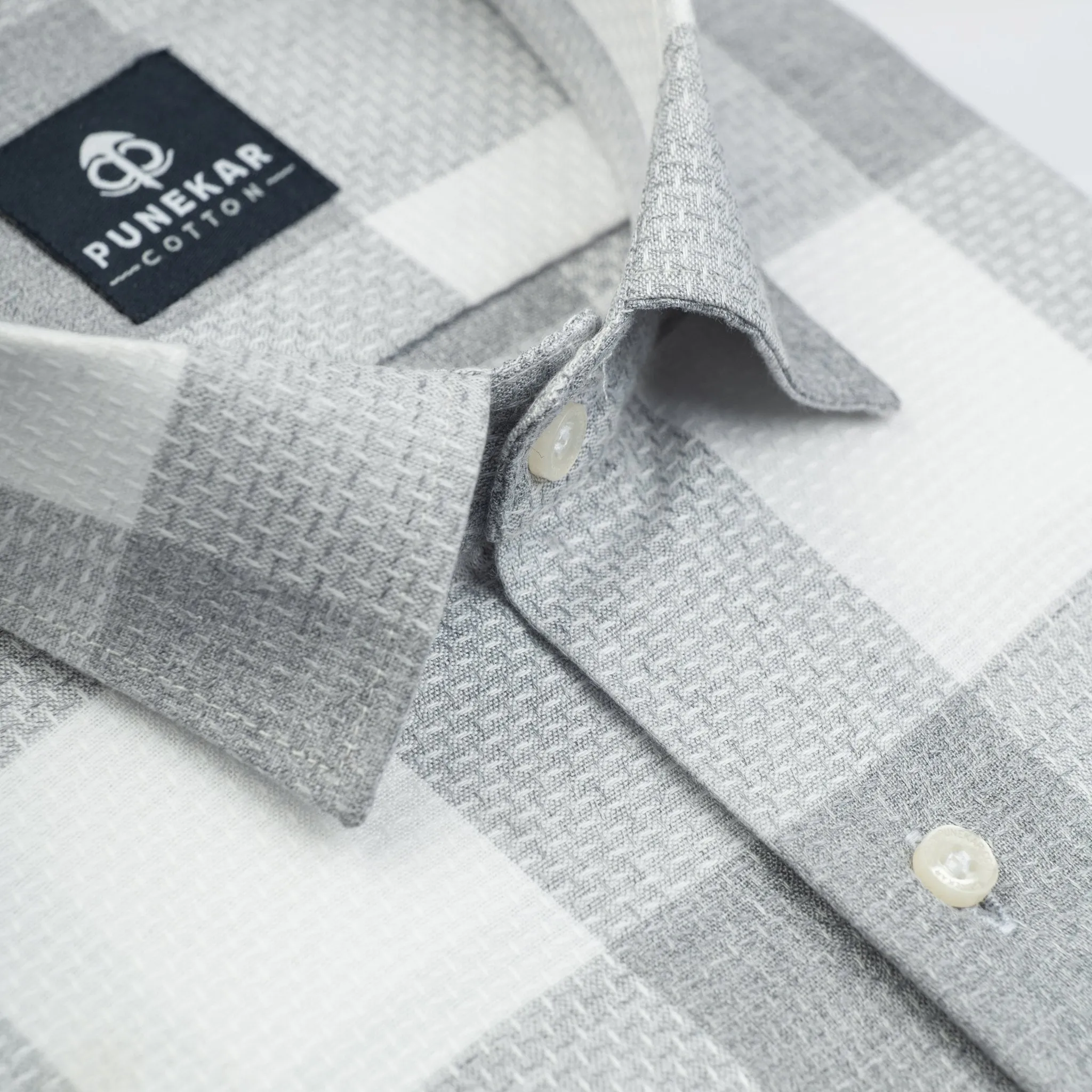 Grey Color Checks Pure Cotton Shirt For Men