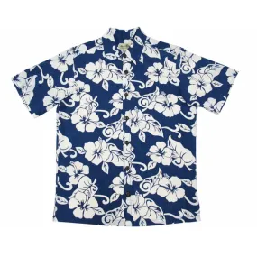 Hibiscus 2 Tone Hawaiian Shirt | Blue