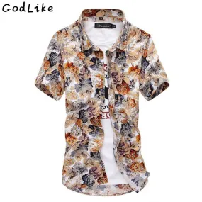 High quality printed cotton men's flower patter shirt