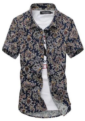 High quality printed cotton men's flower patter shirt