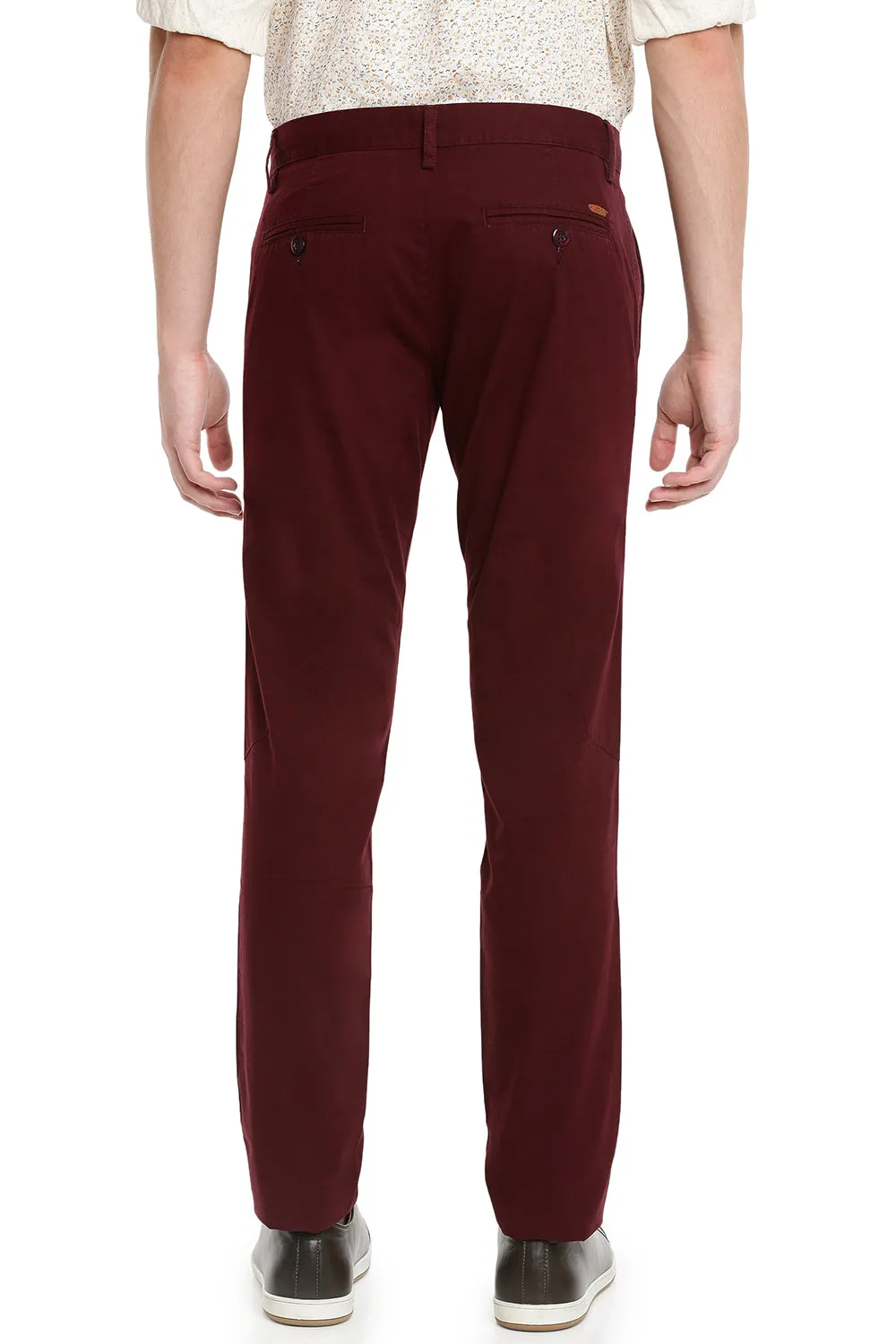 JDC Men Burgundy Solid Trouser