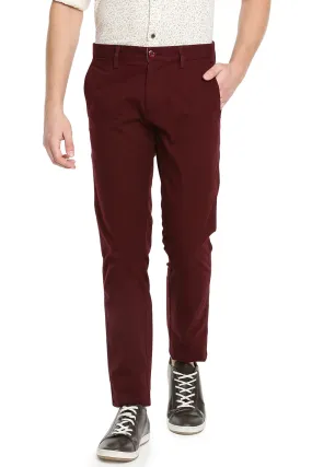 JDC Men Burgundy Solid Trouser