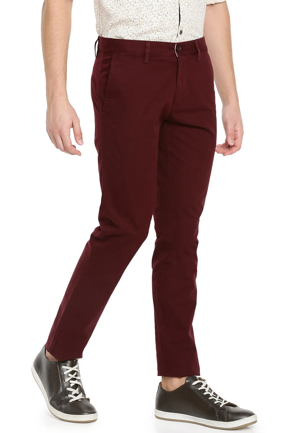 JDC Men Burgundy Solid Trouser