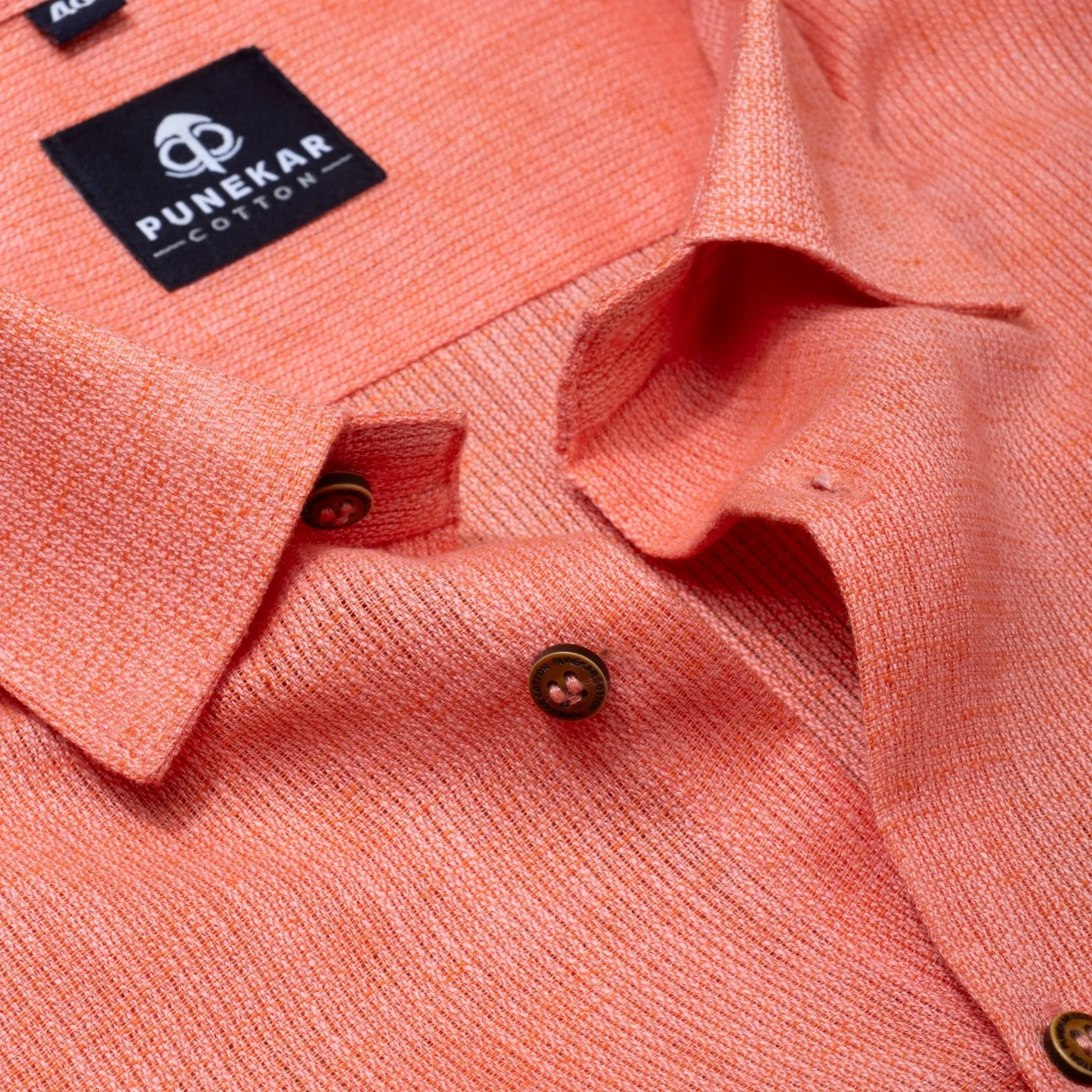 Light Orange Color Combed Cotton Shirts For Men