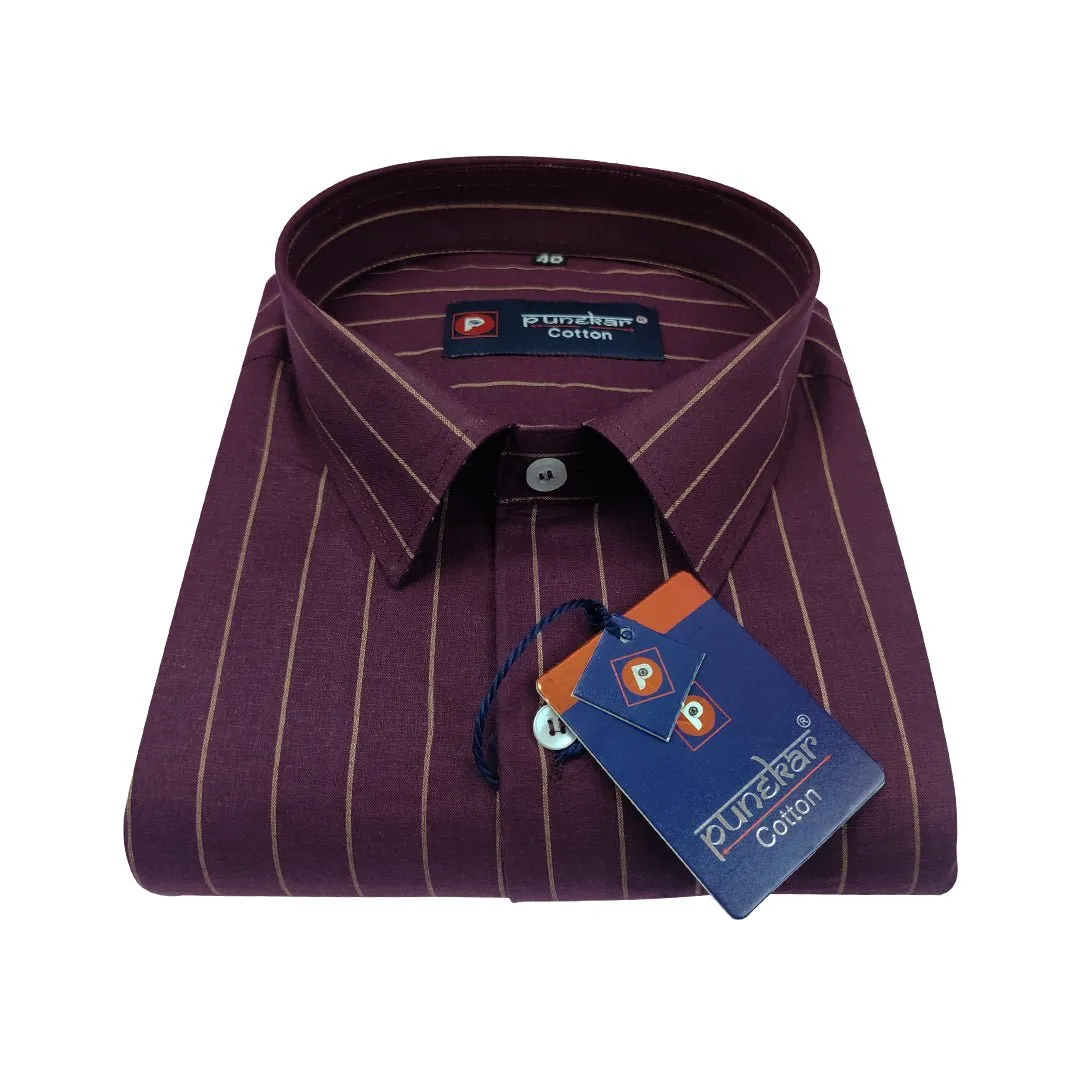 Maroon Color Lining Cotton Shirt For Men