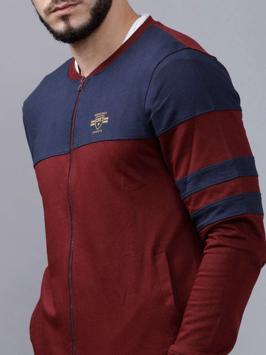 Men Baseball Collar Sweatshirt