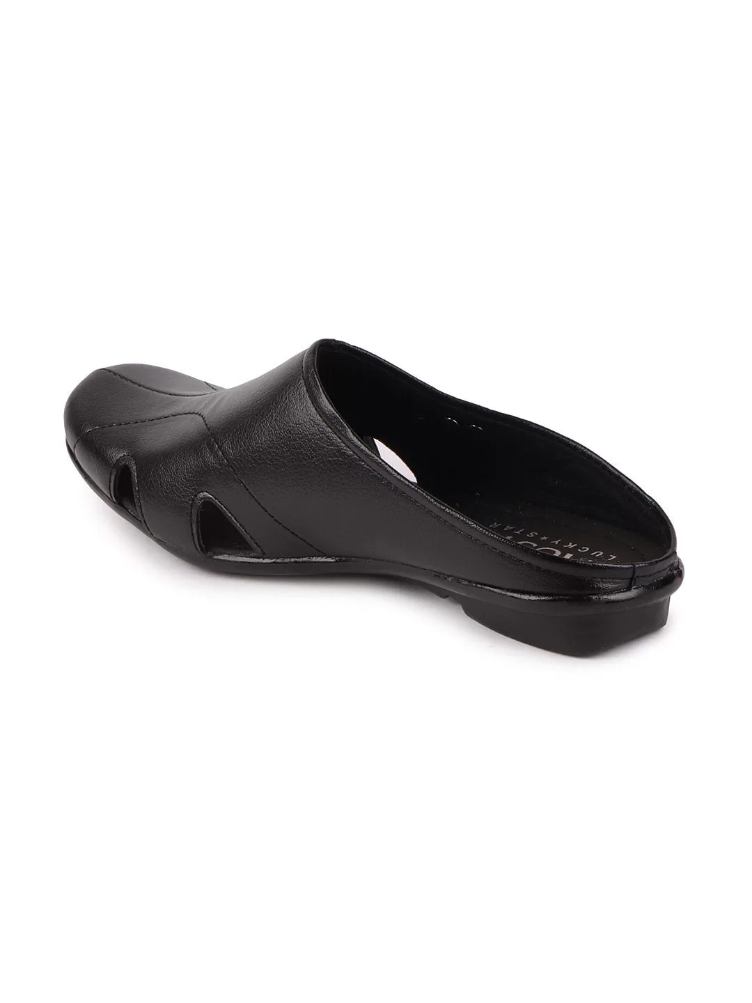 Men Black Casual Slip-On Back Open Slippers